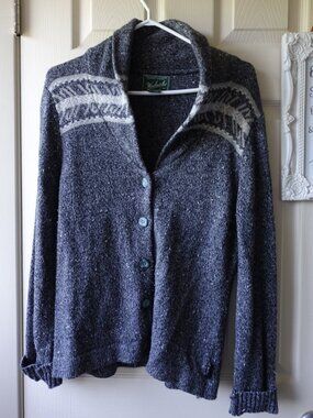 Woolrich Gray and Cream Shawl Collar Button Cardigan